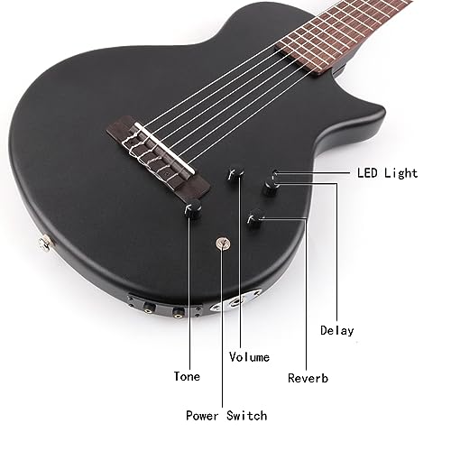 Image of Fojill Electric Classical Guitar Classic Nylon String Travel Portable Silent Practice Guitars Mahogany Body Neck Rosewood Fretboard With Gig Bag