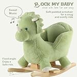 Rocking Horse Green Dinosaur with Chair, Plush Stuffed Animal Rocker, Baby Rocker with Sweet Music, Wooden Rocking Horse Baby Animal Rocker,CPC Certified - Image 2