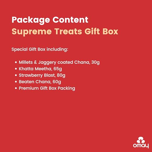 Omay Foods Supreme Treats Gift Box | Healthy Gift Hamper with Gourmet Snacks | Corporate Gifts for Clients & Employees | Wedding Favors | Housewarming Gifts | Party Return Gift | Premium Snack Gift Box