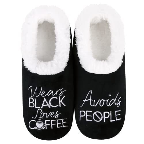 Image of Snoozies Slipper Socks -Funny Quote House Slippers for Women, Non-Slip Fuzzy