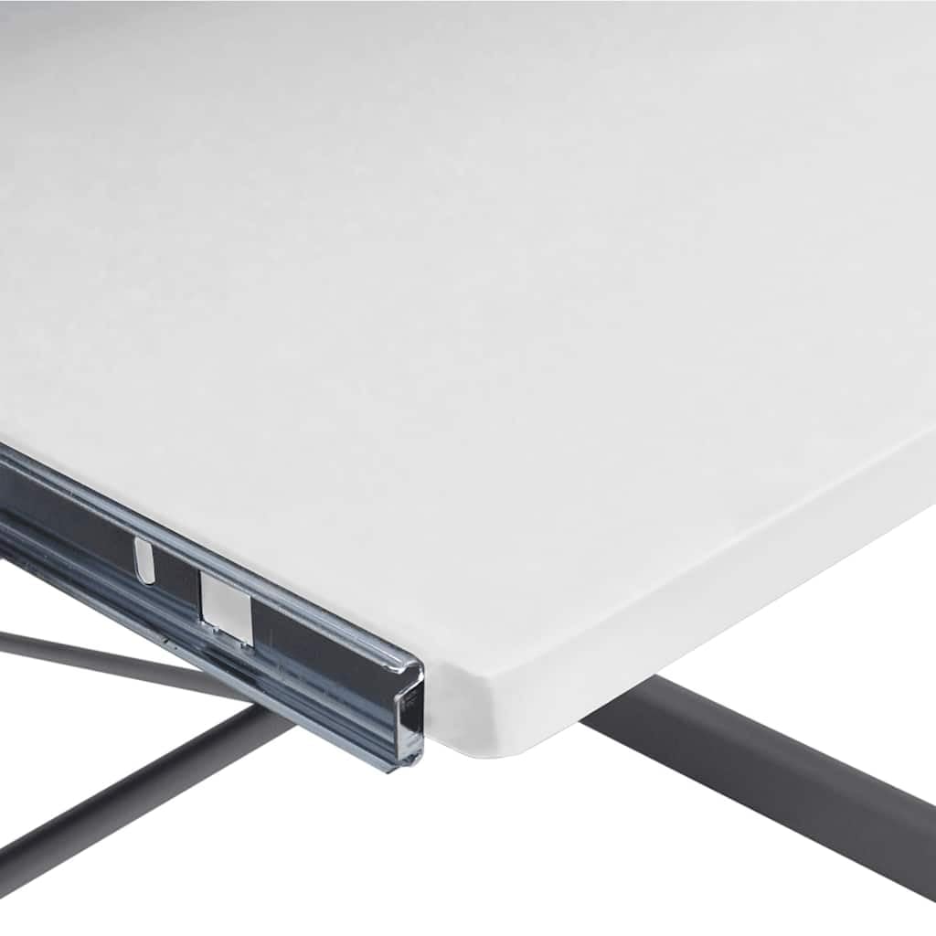 Scrivania angolare per computer bianca, in legno, 132 x 112 x 99 cm, a forma di L, con ripiano estraibile per tastiera, spazio e ripiano per ufficio, casa, camera da letto