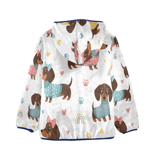Cute Dogs with Rainbow Backgrounds Toddler Fleece Jacket Girl Boys Hooded Fleece Jacket Coat2