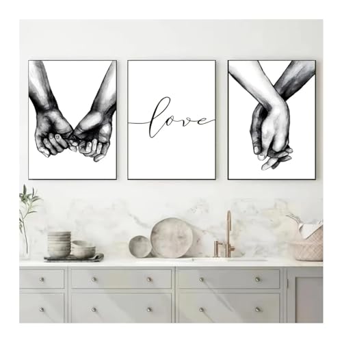 Décoration murale de la maison lot de 3 toiles d'amour pour habiller un grand mur