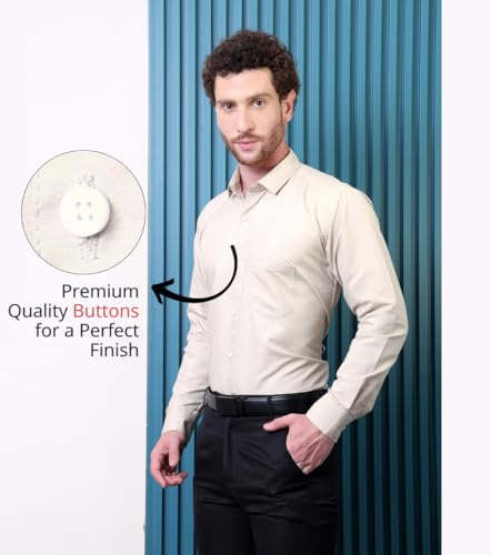Image of CONTRARY Men's Pure Cotton Solid Stylish Casual & Formal Wear Shirt | Stylish Regular Fit Full Sleeve Comfortable Office Party Trendy Shirt - Multi Color