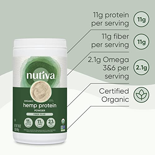 Nutiva Usda Organic Cold-Pressed Raw Hemp Seed Plant Protein With Hi-Fiber And Essential Amino Acids Powder, Non-Gmo, Whole 30 Approved, Vegan, Gluten-Free & Keto, 16 Ounce #TOP2