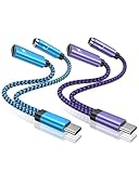 USB C Headphone and Charging Adapter Splitter, (2Pack) 2 in 1 USB C to 3.5mm Headphone Aux Audio Jack and PD Charger Adapter for Google Pixel 8 7Pro 7a 6Pro 6a 5 5a 4 4XL, Samsung Galaxy S24 S23 S22