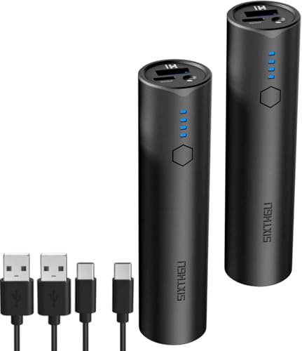 S03 Portable Charger 2 Pack, 2-Port (USB-C In&Out) 5000mAh Power Bank Fast Charging, External Battery Pack with Flashlight, Compatible with iPhone 14/13/12/11 Series, Samsung, AirPods, and More…