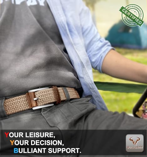 BULLIANT Woven Braided Stretch Web Belt 2Pack for Men 1 3/8"-Gift Boxed - image 9