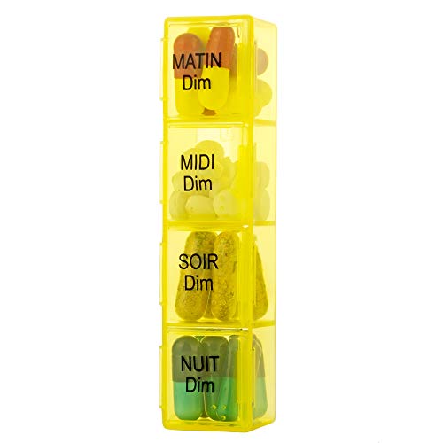 Tabtime Pillendoos (Frans) met zwarte zak voor 7 dagen, met 28 vakken voor vitaminen, voedingssupplementen en medicijnen - Image 4