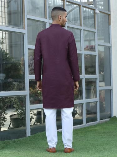 Image of KRAFT INDIA Men's Cotton Kurta Pyjama Set | Woven Design Traditional Ethnic Wear | Festive, Wedding & Casual Outfit | Comfortable & Breathable Fabric