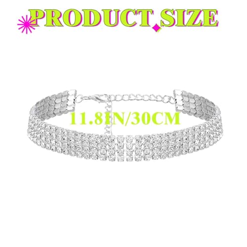 JAKAWIN Diamond Choker Necklace Silver Rhinestone Chokers Jewelry for Women4