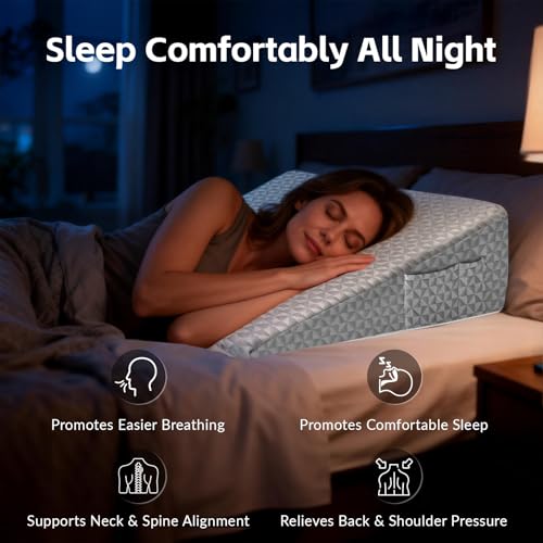 Image of Wedge Pillow for Sleeping, 7.5 inch Memory Foam Bed Wedge for Back and Leg Use | Dual-Layer Foam with a High-Density Base Provides Stable Support, Resists Flattening, and Stays Secure with a Non-Slip Bottom