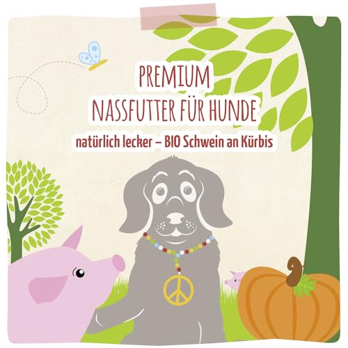 MjAMjAM – Premium Nassfutter für Hunde - natürlich lecker – Bio Schwein an Kürbis,6er Pack (6 x 800g), getreidefrei mit extra viel Fleisch