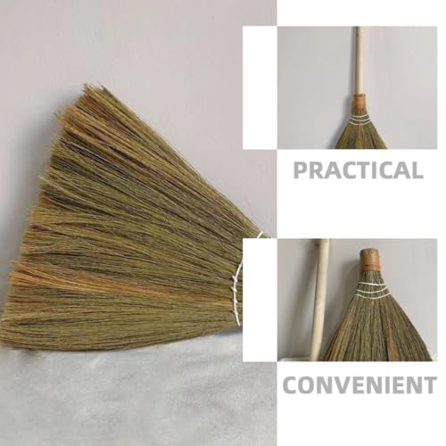 Escoba manual de miscanthus para exterior e interior con mango desmontable 4