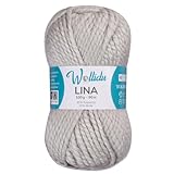 Wollidu Lina Wolle zum Stricken und Häkeln 100g 80% Polyacryl 20% Schafwolle Mulesing-frei Oeko-Tex 1x 100g/90m Häkelwolle/Strickwolle - Hellgrau