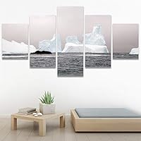 SIGNWIN 5 Panel Canvas Wall Art Modern Art Aerial Contemporary Cool Dramatic Multicolor Nature Photography Snow for Home Decorations Ready to Hang - 60