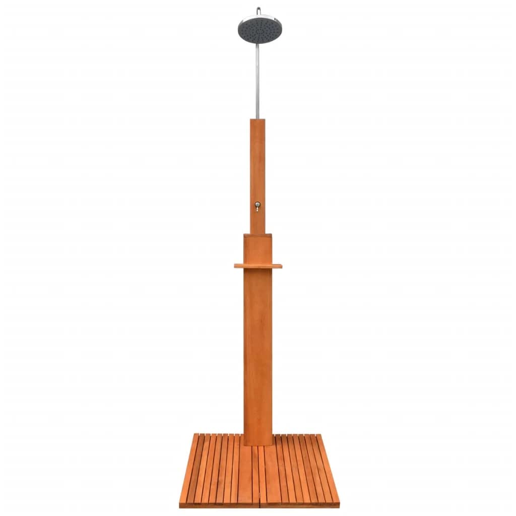 vidaXL Ducha al aire libre de madera de eucalipto y acero solar de pie junto a la piscina