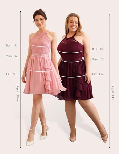 Wedtrend Women's Bridesmaid Dresses, Halter Sleeveless Cocktail Dress Ruffle A Line Short Prom Dress 2024 - Image 6