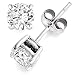 925 Sterling Silver 2.5 tcw Basket Setting 7MM Clear Round CZ Cubic Zirconia Nickel Free Stud Earrings