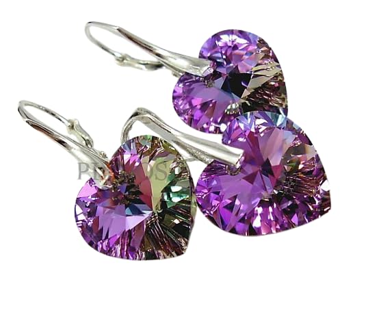 Juego de pendientes ARANDE plata 925 con cristales de corazón Vitrail Light mujer