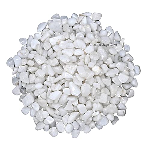 Image of Snow Quartz Crystal Chips Aquarium Gravel Rocks - Snow Quartz Chips Bulk Fish Tank Gravel, Small Tumbled Stone Chips and Tiny Crystals for Decoration (Natural AAA Grade Gemstones)