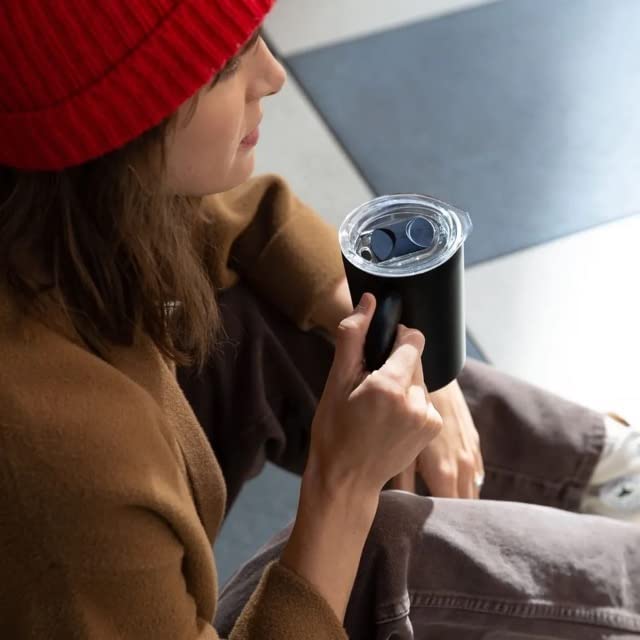 Welly Camp Cup 12oz | Vacuum Insulated Stainless Steel & Bamboo Travel Mug | Triple Wall, Wide Mouth, BPA Free (Black) - Image 3