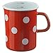 matches21 Pichet doseur en émail/pot à lait avec échelle intérieure plats en émail rétro rouge blanc à pois Ø 10x14 cm 1000 ml