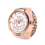 Generico Orologio Quotidiano al Quarzo Orologio analogico al quarzo con quadrante analogico alla moda elastico da uomo in acciaio con anello (Rose Gold, One Size)