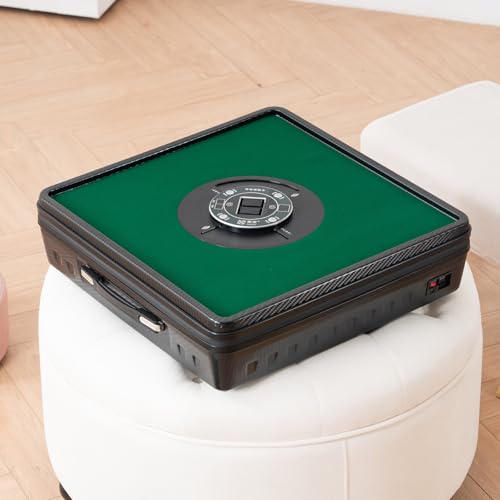 KOUBENHAN Portable Automatic Mahjong Table, Hand-held Mini-Mahjong, Automatic Mahjong, Foldable Mahjong Table w/American&Chinese -Style Magnetic Tiles, for Outdoor & Home Fun (Black)