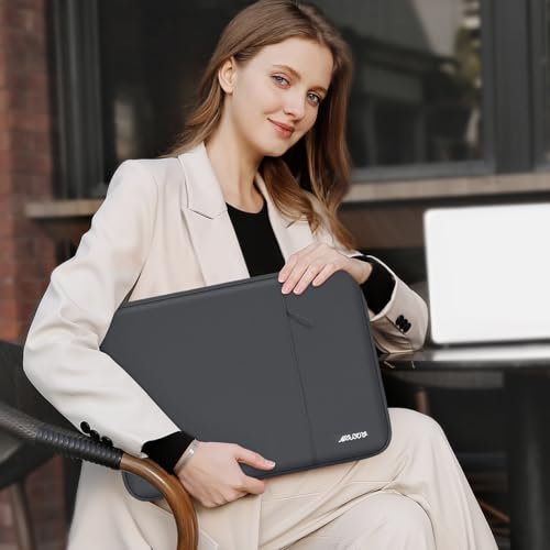 Image of MOSISO Laptop Case 13.3 inch, 13-13.3 inch Laptop Sleeve Compatible with MacBook Air /Pro 13 /Pro 14 M5 M4 M3 M2 M1, HP Dell ASUS Lenovo,Polyester Vertical Computer Sleeve Bag with Pocket, Dawn Gray