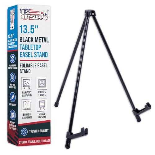 U.S. Art Supply 13.5" Black Metal Tabletop Easel Stand
