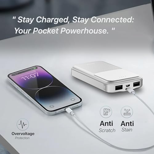 Image of EVM 10000mAh Enjoy Power Bank - 12W Fast Charging - Portable External Battery Pack with LED Indicator - 2 Years Warranty (EVM-P0405-White)