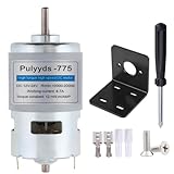 775 DC Motor 12V-24V DC Motor High Torque D C M otor 10000-20000 RPM Dual Ball Bearings Quiet Power Wheels Motor Upgrade D C M otor（with Bracket） (D Shaft Motors)