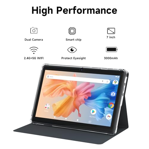 Image of HOTTABLET Tablet 7Inch Android 14.0 with Protective Case, 8GB(3+5GB Expand) RAM+ 32GB ROM, IPS Screen, Dual Camera, Bluetooth 5.0 WiFi Tab (Black)