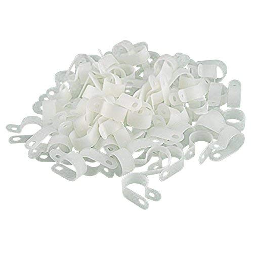 XINGYHENG 200pcs White Nylon R-Type Cable Clips Fastener for 1/2 Inch (12.7mm) Dia Wire Tube (Plastic Wire Cord Clip Fixer)