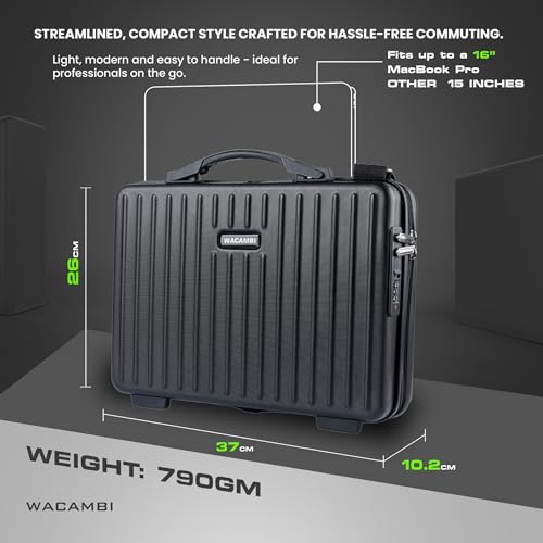 Image of hard shell unbreakable polycarbonate briefcase for office 16 inch laptop bag for men & women office use |with padded compartment waterproof bag for files & documents storage