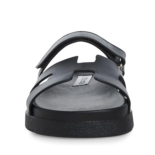 Steve Madden Women's Mayven Slide Sandal, Black Leather, 7.5