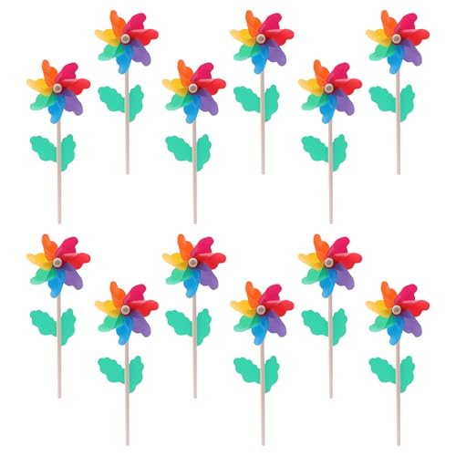 TEHAUX 12 pezzi Girandole Colorate per Giardino e Prato Decorazioni Esterno Colorate Giocattoli Mulino Vento Facili da Installare per Spinner da Gioco Vivaci e Resistenti