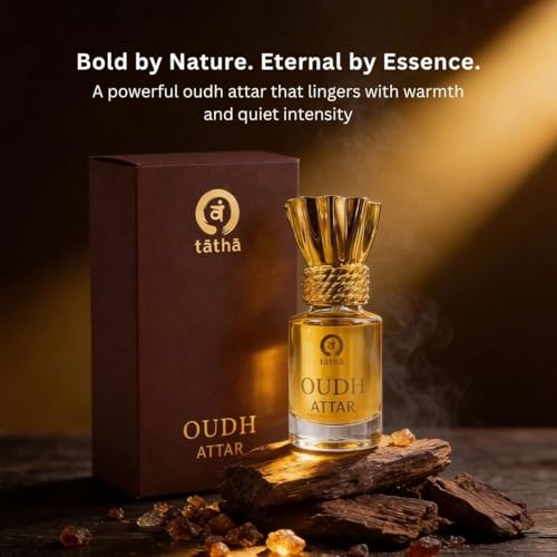 Image of Tatha Oudh Attar 6 ml | Natural Oud Perfume Oil | Alcohol-Free Long Lasting Fragrance | Aged in Sandalwood Oil | Unisex Ittar for Men & Women