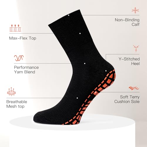 NOVAYARD 5 Pairs Non Slip Socks Hospital Diabetic Non Skid Slipper Socks Men Women4