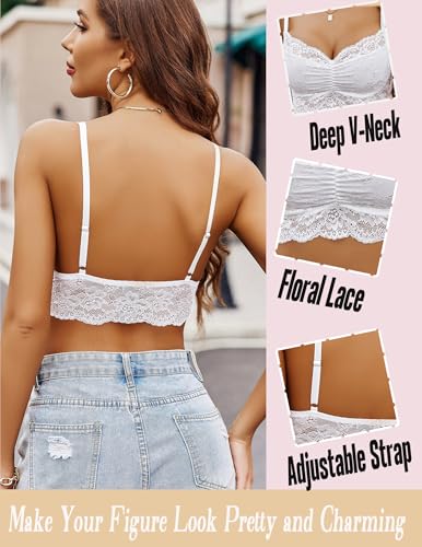 Avidlove Lace Bralette for Women V Neck Cami Tank Y2k Camisoles Adjustable Spaghetti Strap Crop Top2