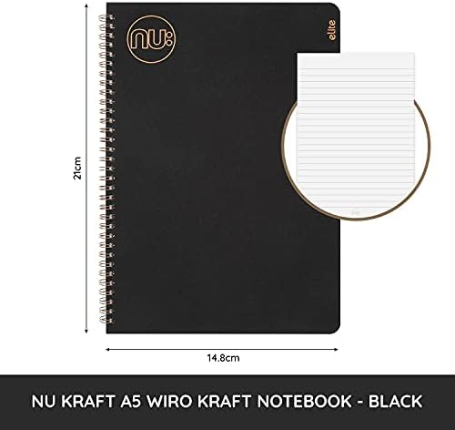 Nu Notebooks - Kraft Range - Black Wire Bound A5 Notebook - Stationery Notebooks - Professional Notepad - 160 Pages