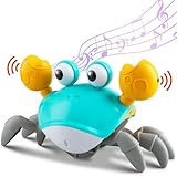 ECHOCUBE Interaktives Krabbelspielzeug, Interaktive Musikkrabbe, die automatisch Hindernissen ausweicht, Elektronische Musikkrabbe für Kinder Junge Mädchen ab 3 Jahren - Grün
