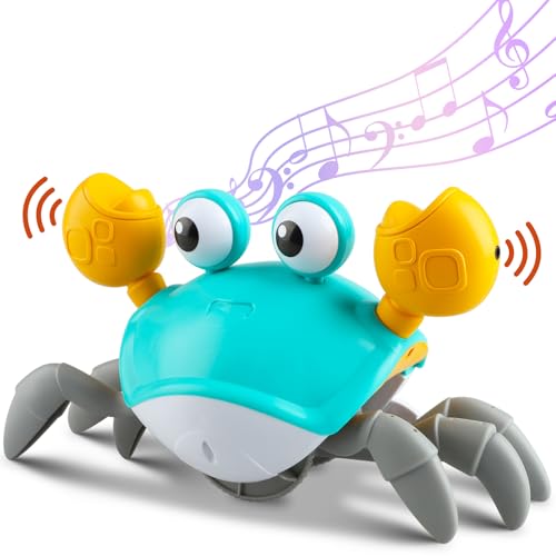 ECHOCUBE Interaktives Krabbelspielzeug, Interaktive Musikkrabbe, die automatisch Hindernissen ausweicht, Elektronische Musikkrabbe für Kinder Junge Mädchen ab 3 Jahren - Grün