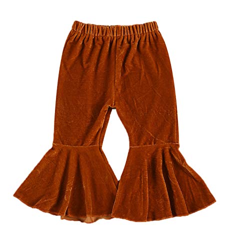 Qiylii Kids Baby Girl Velvet Bell-Bottoms Pants Fall Ruffle Flare Pant Trousers Leggings Toddler Clothes