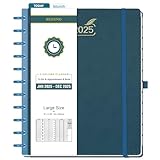 BEZEND Three-Column Weekly Planner 2025, Large Size, To Do & Appointment & Note, Disc-Bound with tabs, pockets, bookmark and pen loop, 9'x 11-1/5' - Dark Green