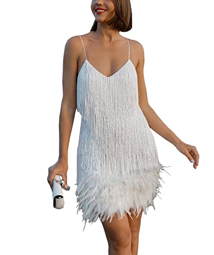 ECDAHICC Women’s Dresses Flapper Dresses 20s Gatsby with All-Over Fringe Mini Dresses