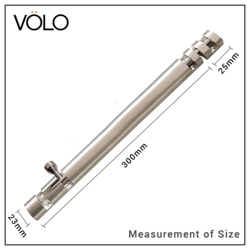 Image of VOLO Aluminium Tower Bolt with Stainless Steel Rod - Heavy Duty Door & Window Latch for Home and Office | Main Door Tower Bolt | Kundi /Chitakini | Pack of 2 Pieces (Silver, 12 Inch)