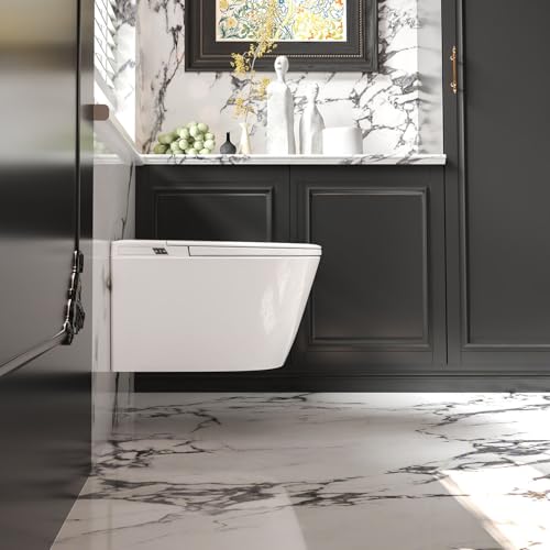 Image of Basic Smart Function Wall Hung Toilet Combo, Built-In Water Tank, Heated Seat,Auto Flush,Foot Sensor Flush,Nightlight, with In-Wall Carrier (No Need to buy an Additional Water Tank)