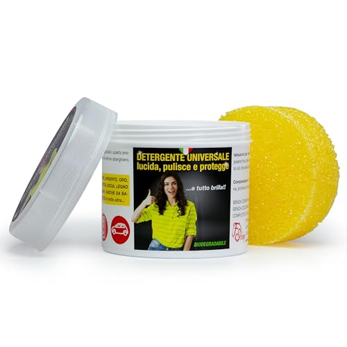 Detergente Universale -Pasta pulente che Pulisce Sgrassa Lucida consigliata per tutte le superfici .Elimina calcare dalla doccia,E' TUTTO BRILLA 2 SPUGNE INCLUSE (700 gr)